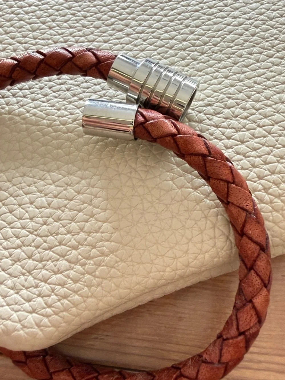 NEW Mens Bracelet Leather Braided 6mm Steel Magnetic Closure 8.5